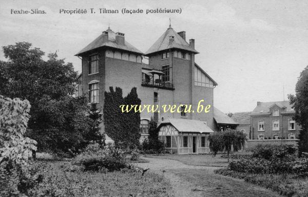 ancienne carte postale de Fexhe-Slins Propriété T. Tilman (façade postérieure)