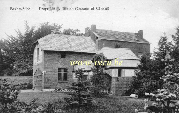 ancienne carte postale de Fexhe-Slins Propriété T. Tilman (Garage et Chenil)