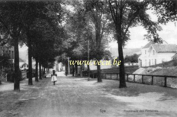 ancienne carte postale de Spa Promenade des Fontaines