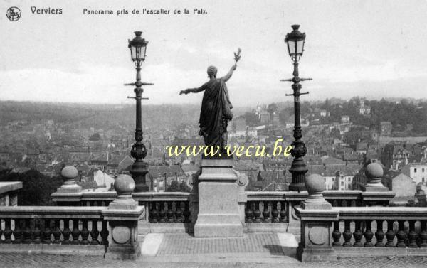 ancienne carte postale de Verviers Panorama pris de l'escalier de la Paix