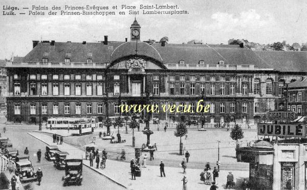 ancienne carte postale de Liège Palais des Princes-Evêques et Place Saint-Lambert