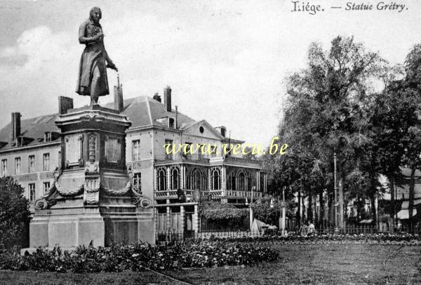 ancienne carte postale de Liège Statue Gretry