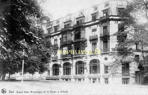 ancienne carte postale de Spa Grand hôtel britannique où le Kaiser a abdiqué