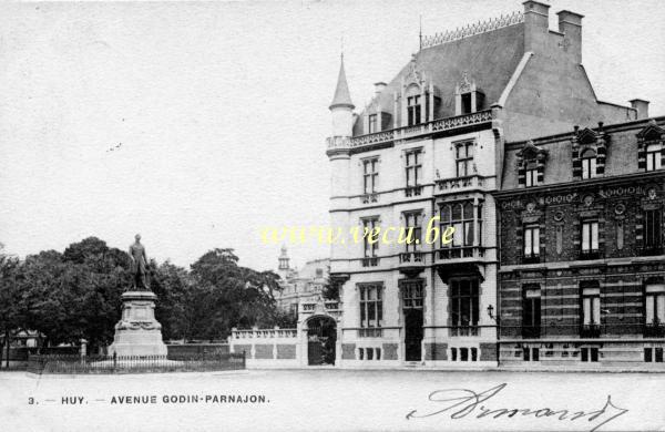 ancienne carte postale de Huy Avenue Godin - Parnajon