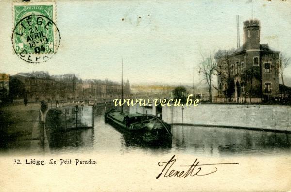 ancienne carte postale de Liège Le Petit Paradis