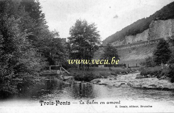 ancienne carte postale de Trois-Ponts La Salm en amont