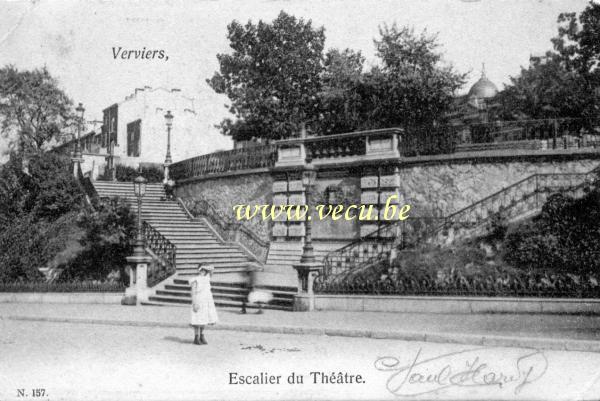 ancienne carte postale de Verviers Escalier du Théatre