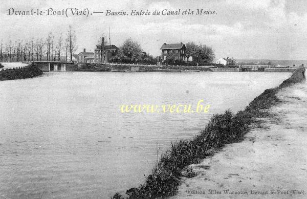 ancienne carte postale de Visé Bassin. Entrée du Canal et la Meuse