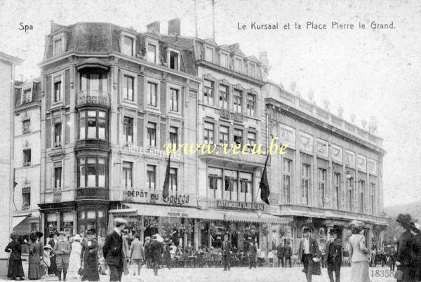 ancienne carte postale de Spa Le kursaal et la place Pierre le Grand