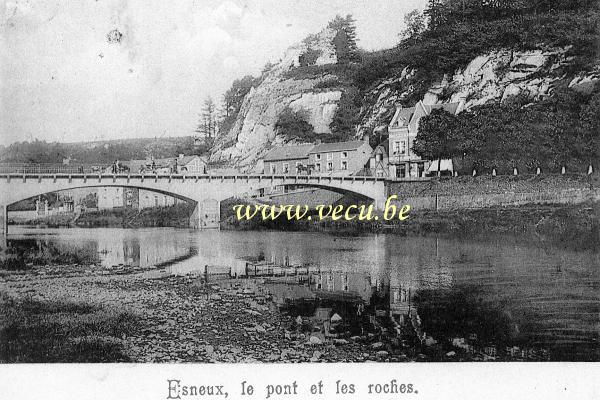 ancienne carte postale de Esneux Le pont et les roches