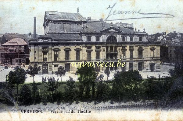 ancienne carte postale de Verviers Facade Sud du Théatre