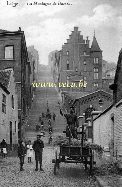 ancienne carte postale de Liège La Montagne de Bueren