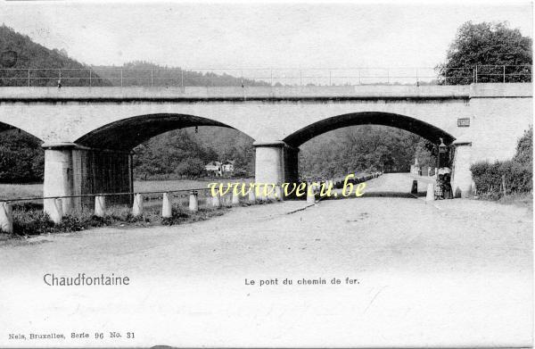 ancienne carte postale de Chaudfontaine Le pont du chemin de fer