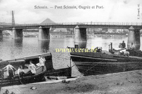 ancienne carte postale de Liège Pont Sclessin, Ougrée et Port