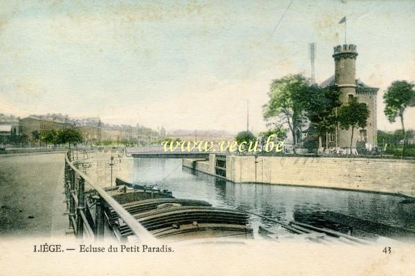 ancienne carte postale de Liège Ecluse du petit paradis