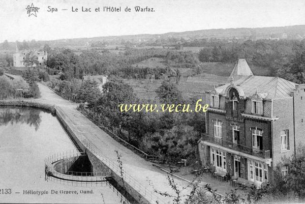 ancienne carte postale de Spa Le Lac et l'Hôtel de Warfaz