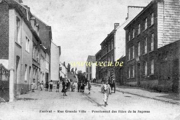 ancienne carte postale de Ensival Rue Grande Ville - Pensionnat des filles de la Sagesse
