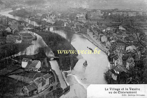 ancienne carte postale de Vaux Le Village et la Vesdre vu de Chèvremont