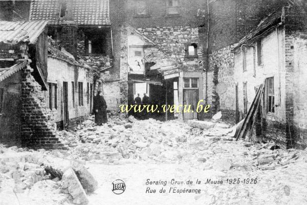 ancienne carte postale de Seraing Crue de la Meuse 1925-1926  - Rue de l'espérance