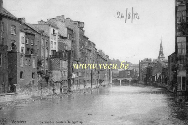 ancienne carte postale de Verviers La Vesdre derrière le Spintay