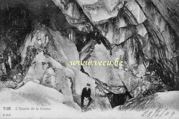 ancienne carte postale de Tilff L'Entrée de la Grotte