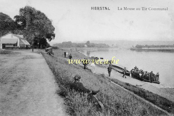 ancienne carte postale de Herstal La Meuse au Tir Communal