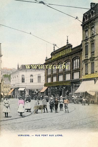 ancienne carte postale de Verviers Rue Pont aux Lions