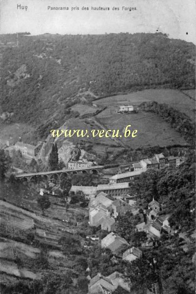 ancienne carte postale de Huy Panorama pris des hauteurs des Forges