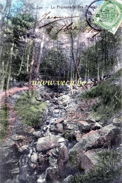 ancienne carte postale de Spa La Promenade des Artistes