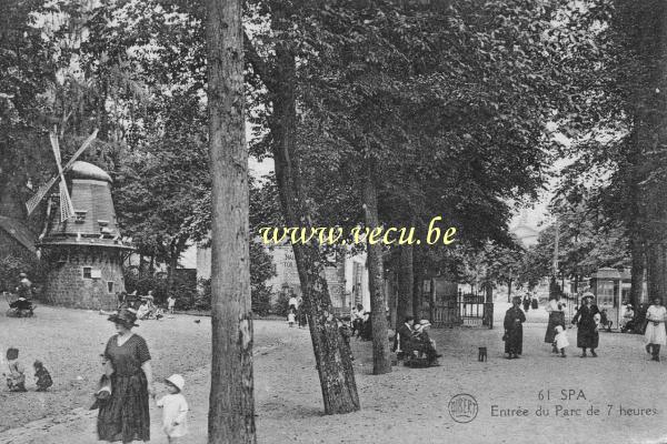 ancienne carte postale de Spa Entrée du Parc de 7 heures