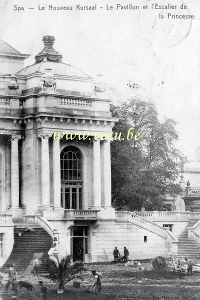 ancienne carte postale de Spa Le Nouveau Kursaal - Le Pavillon et l'Escalier de la Princesse