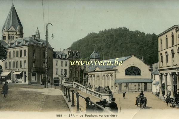 ancienne carte postale de Spa Le Pouhon, vu derrière