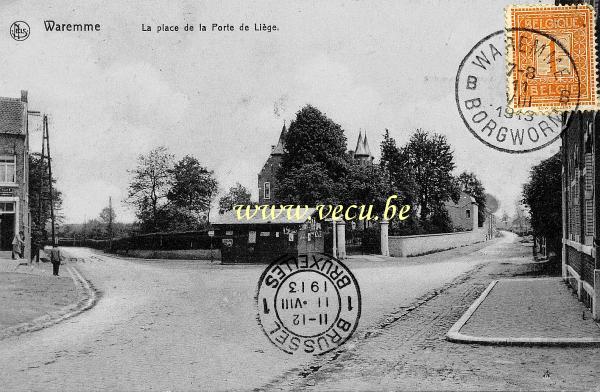 ancienne carte postale de Waremme La place de la porte de Liège