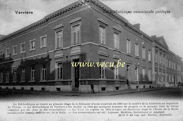 ancienne carte postale de Verviers La Bibliothèque communale publique