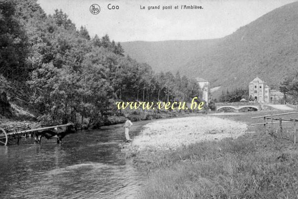 ancienne carte postale de Coo Le grand pont et l'Amblève