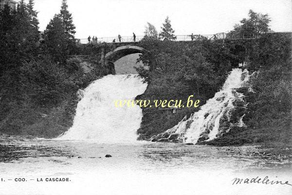 ancienne carte postale de Coo La Cascade