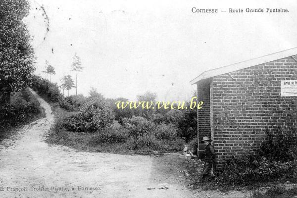 ancienne carte postale de Cornesse Route Grande Fontaine