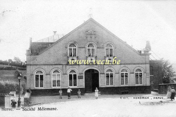 ancienne carte postale de Herve Société Mélomane - C&fé Restaurant