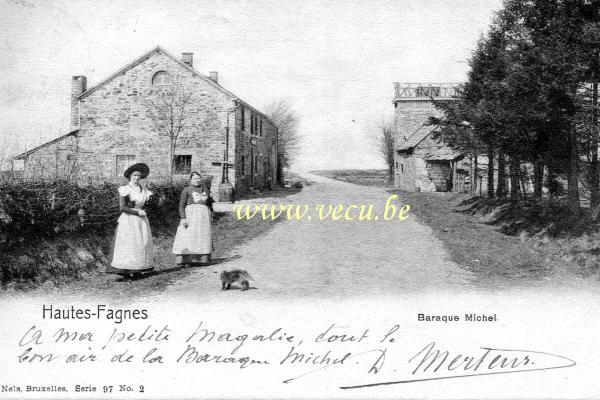 ancienne carte postale de Hautes-Fagnes Baraque Michel