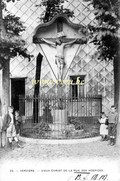 ancienne carte postale de Verviers Vieux Christ de la rue des Hospices