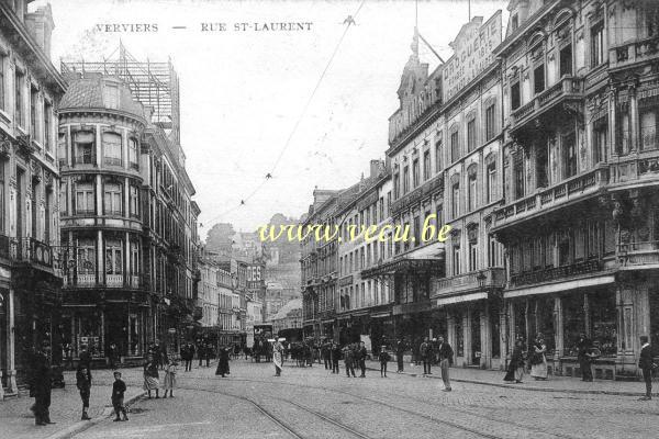 ancienne carte postale de Verviers Rue St-Laurent