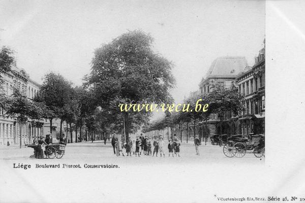 ancienne carte postale de Liège Boulevard Piercot. Conservatoire.