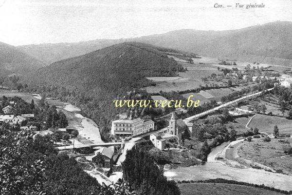 ancienne carte postale de Coo Vue générale (Eglise et Grand Hôtel de la Cascade)
