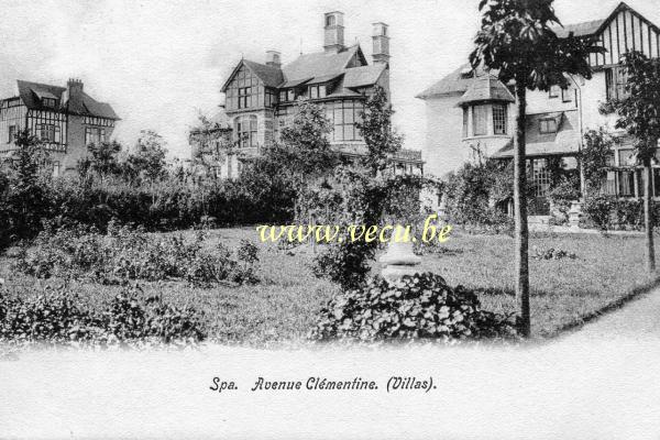 ancienne carte postale de Spa Avenue Clémentine. Villas.