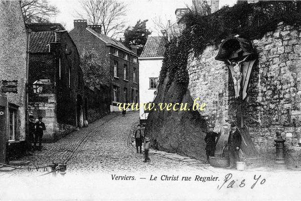 ancienne carte postale de Verviers Le Christ rue Regnier
