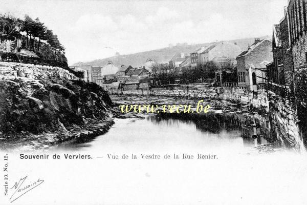 ancienne carte postale de Verviers Vue de la Vesdre de la rue Renier