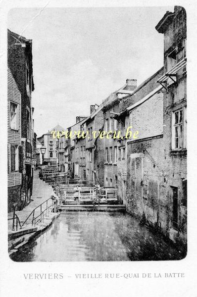 ancienne carte postale de Verviers Vieille rue - Quai de la Batte