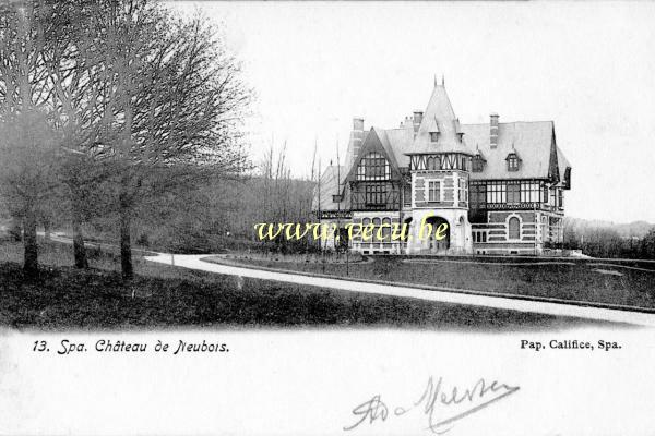 ancienne carte postale de Spa Château de Neubois