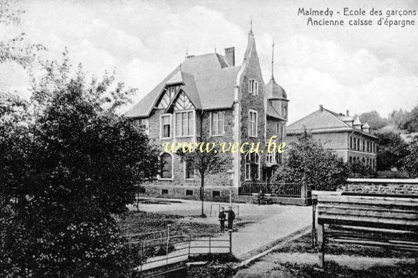 ancienne carte postale de Malmedy Ecole des garçons - Ancienne caisse d'épargne