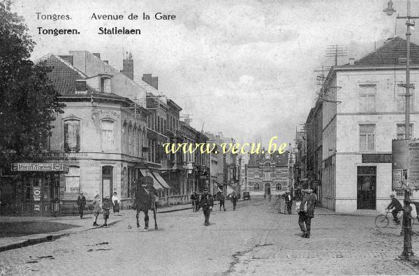 ancienne carte postale de Tongres Avenue de la Gare